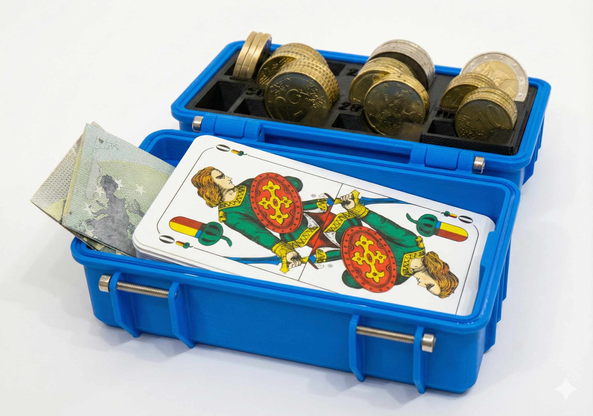 Schafkopfbox Mit Geldeinsatz, Kartenspiel und Scheingeld