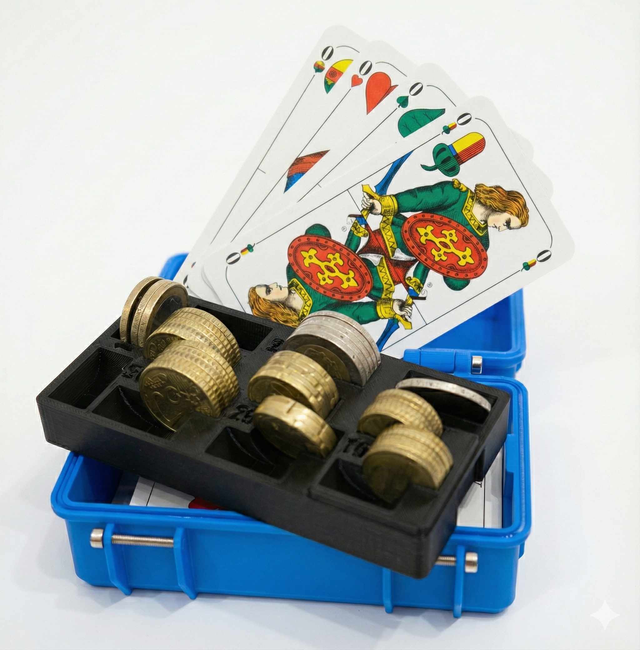 Offene Box mit Münzen